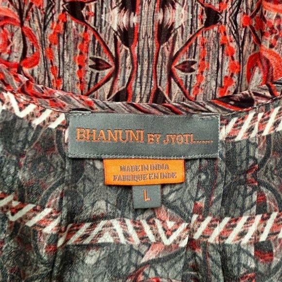 Anthropologie Bhanuni by Jyoti Aleksa Tunic Blouse Split Tie Neck A-Line Swing L - Picture 12 of 14